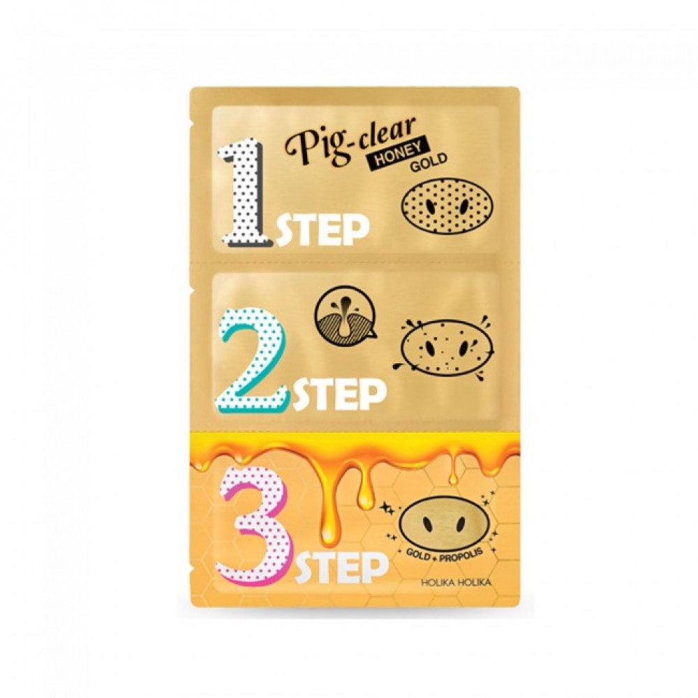 Holika Holika Pig Clear Black Head 3-Step Kit Honey Gold